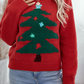 Racing Red Christmas Tree Graphic Crew Neck Sweater