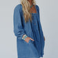 Dusk Blue Square Neck Side Pockets Loose Fit Denim Mini Dress