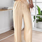 High Waist Drawstring Tied Detail Wide Leg Pants Casual Pants