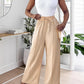 High Waist Drawstring Tied Detail Wide Leg Pants Casual Pants