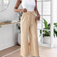 High Waist Drawstring Tied Detail Wide Leg Pants Casual Pants