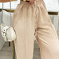 High Waist Drawstring Tied Detail Wide Leg Pants Casual Pants