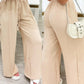 High Waist Drawstring Tied Detail Wide Leg Pants Casual Pants