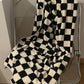 Black Fuzzy Checkerboard Bath Towel