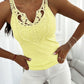 Contrast Lace V Neck Sleeveless Knit Top Casual Slim Fit Tank