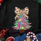 Black Bowknot Christmas Tree Shiny Graphic Sweatshirt