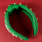 Dark Green Christmas Rice Beaded Rhinestone Wide Headband