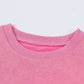 Pink Drop Shoulder Ribbed Trim Oversized Sweatshirt