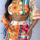 Floral Print Crop Top & Tied Detail Skirt Set