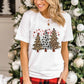 White Leopard Christmas Tree Graphic Crewneck Tee