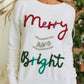 White Tinsel Merry and Bright Graphic Christmas Sweater