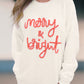 White Striped Merry Bright Letter Christmas Sweater