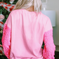 Pink Shiny Father Christmas Graphic Sequin Long Sleeve Top