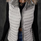 Silvery Plush Collared Quilted Zipped Puffer Vest