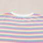 Pink Stripe Rainbow Tee Tasseled String Wide Leg Pants Set