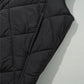 Black Quilted High Neck Button Up Pocket Vest Coat