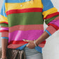 Light Blue Colorblock Mixed Textured Drop Shoulder Sweater