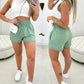 Contrast Paneled Crop Top & Pocket Design Shorts Set