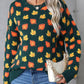 Blackish Green Fall Leaves Pattern Crew Neck Sweater