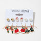 Racing Red 6 Pairs/Set Cartoon Christmas Theme Alloy Earring Set