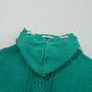 Sea Green Cable Knit V Neck Contrast Drawstring Hooded Sweater