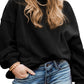 Black Loose Patchwork Crewneck Plus Size Sweatshirt