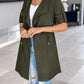 Roll Tab Sleeve Drawstring Trench Coat