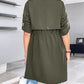 Roll Tab Sleeve Drawstring Trench Coat