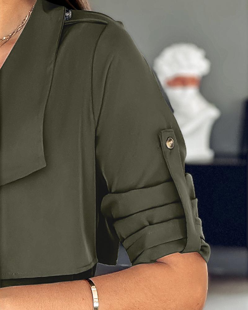 Roll Tab Sleeve Drawstring Trench Coat