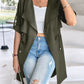 Roll Tab Sleeve Drawstring Trench Coat