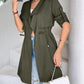 Roll Tab Sleeve Drawstring Trench Coat