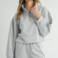 Light Grey Stand Neck Zipped Sweatshirt and Shorts Set