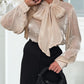 Tie Neck Beaded Long Sleeve Tied Detail Blouses Casual Shirts