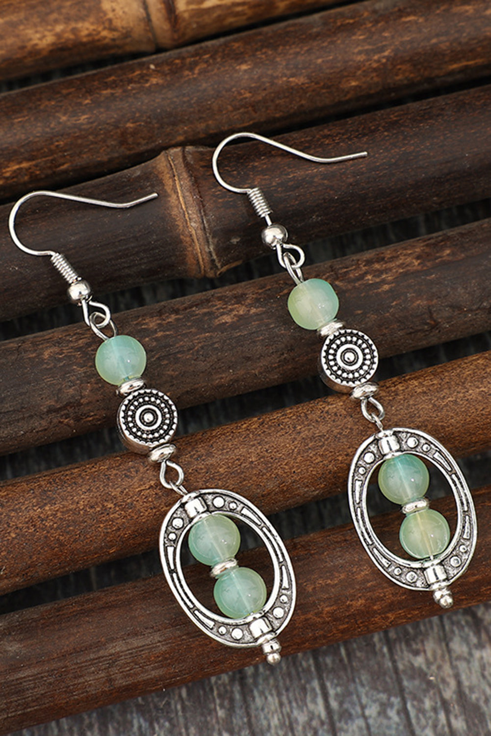 Silvery Boho Style Beaded Dangle Earrings