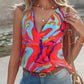 Abstract Print Halter Sleeveless Wrap Tank Top