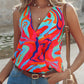 Abstract Print Halter Sleeveless Wrap Tank Top