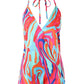 Abstract Print Halter Sleeveless Wrap Tank Top