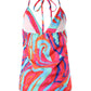 Abstract Print Halter Sleeveless Wrap Tank Top