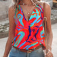 Abstract Print Halter Sleeveless Wrap Tank Top