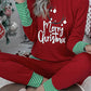 Fiery Red Christmas Striped Contrast Two Piece Lounge Set