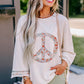 Jet Stream Floral Peace Sign Graphic Drop Shoulder Wide Sleeve Casual Top