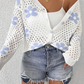 White Flower Knit Hollow Out Open Short Cardigan