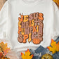 Beige JESUS CHRISH & PUMPKIN SPICE Graphic Drop Shoulder Sweatshirt