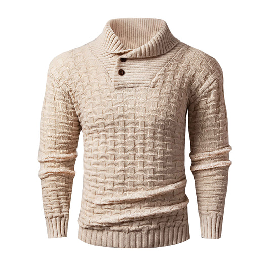 Men's khaki mid-high collar knitted pullover autumn and winter style