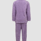 2PCS Jacquard Textured Stand Collar Zip Up Fuzzy Teddy Top & Pants Set