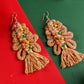 Thai Curry Christmas Beaded Braided Dangle Earrings