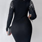 Pullover Mini Sweater Dresses Crew Neck Long Sleeve Rhinestone Decor Bodycon Dress