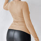 U Neck Built in Bra Long Sleeve Ribbed Top