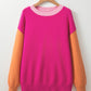 Bonbon Three Tone Contrast Round Neck Loose Sweater