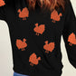 Black Glittering Turkey Graphic Drop Shoulder Thanksgiving Sweatshirt